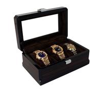 Yardwe Boîte à Montre-Bracelet en Bois Vintage 3 Emplacements, Coffret de Rangement Compact 20x12x8,5 Cm, Organiseur Élégant pour Montres, Présent pour Homme et Femme, Usage Quotidien