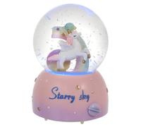 Yardwe Boîte à Musique Licorne Boule de Cristal en Résine et Verre, Veilleuse Décorative pour Bureau ou Chambre, Design Élégant Éclairage Nocturne