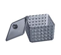 Yardwe Boîte de Rangement et Motif Diamant Élégant en Acrylique pour Cotons-tiges Noir avec Couvercle Protecteur Design Carré et Bords Lisses pour Salle de Bain