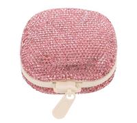 Yardwe Boîte de Voyage à Décor Brillant 4 Compartiments, Boîte de Rangement Pratique Rose, Organisateur Portable pour Remède et Vitamines, Pilulier Compact Semaine, Usage Quotidien