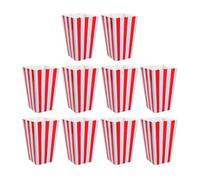 Yardwe Boîtes à Popcorn Conteneurs de Rangement pour Snacks Lot de 10 en Papier Imprimé Rayures Rouges et Blanches pour Fêtes et Événements