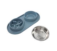 Yardwe Bol Anti-Aspiration pour Animaux De Compagnie Nourrisseur Lent Inoxydable Double Gamelle pour Chat Et Chien Design Anti-basculement pour Éviter Les Vomissements Et Favoriser Une