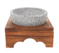 Yardwe Bol diffuseur de Parfum en Pierre pour Sauna et aromathérapie - 400 ML - Résistant à la Chaleur - Support en Bois - Porte-Pierres pour huiles essentielles - Accessoires pour Spa et hammam à