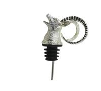 Yardwe Bouchon Léger et Créatif Tête D'antilope Verseur à Vin en Alliage de Zinc Argenté Accessoire Pratique pour Bar et Fête pour Bouteille de Vin