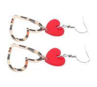Yardwe Boucles D’Oreilles Pendantes Léopard de Cœur Petit Pendentif en Alliage et Acrylique Imprimé Léopard 1 Paire Bijoux Femme pour Fêtes et Rendez-