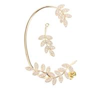Yardwe Boucles D'oreilles Feuille en Cuivre Zircone, Légères et Élégantes, Boucle D'oreille Grimpante pour Femmes, pour Événements Décontractés