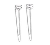 Yardwe Boucles D'oreilles Pendantes à Clip Femme S925 Argenté 925 Pure Pompon Long Stylé Soirée Mariage Élégantes Légères