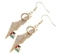 Yardwe Boucles D'oreilles Pendantes en Acier Inoxydable Plaqué Or, Motif Carte Arabe et Pastèque, Légères et Résistantes, pour Femme, Accessoire Mode Quotidien et Fête, Style Patriote