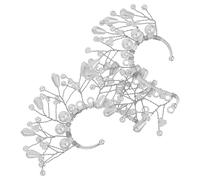 Yardwe Boucles Oreilles à Clip Fantaisie pour Femmes Boucles Elfes sans Piercing avec Perles Blanches Imitation Légères et Durables pour Mariage et Demoiselles Honneur