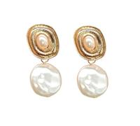 Yardwe Boucles Oreilles Pendantes Femme Originales Alliage Doré avec Perles Exagérées Légères et Uniques pour Cadeau Mode Féminine