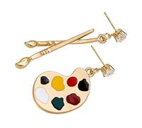 Yardwe Boucles Oreilles Pendantes Femme Peinture Artistique Asymétriques Légères Style Vintage pour Look Élégant et Original