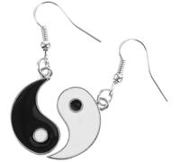Yardwe Boucles Oreilles Pendantes Noires et Blanches en Forme de Symbole Taï Chi Légères Bijoux Chinois Créatifs Asymétriques pour Adolescentes Résistantes et Réutilisables