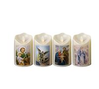 Yardwe Bougie de Prière de Dévotion sans Flamme LED: 4Pcs LED Jésus Bougies Électriques Bougies Religieuses Catholiques de Thé à La Maison (style aléatoire)