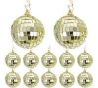 Yardwe Boules Disco Dorées à Facettes 12 Pièces 6 CM à Suspendre pour Sapin de Noël Décorations de Fête Intérieure et Mariage