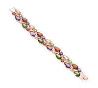Yardwe Bracelet de Mode en Zircon Coloré, Chaîne Poignet Femme, Bijou Décoratif en Alliage Plaqué Rose, Multicolore, 17 Cm, Accessoire pour Fêtes et Voyages