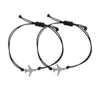 Yardwe Bracelet en Corde Tressée Avion Réglable Noir Unisexe Bracelet D'amitié pour Femmes et Hommes Voyage Présent Duo 2 Pièces Simple et Léger