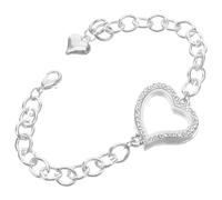 Yardwe Bracelet Photo Ajustable Cœur pour Femmes Médaillon Mémoire Ouvrable avec Cristaux Bijou Souvenir pour Anniversaire Fête des Mères Saint-valentin