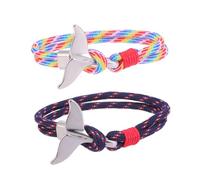 Yardwe Bracelet Queue de Baleine Corde de Survie en Paracorde Lot de 2 Pièces Polyester Solide Crochet Métal, Style Nautique pour Homme et Femme pour Look Décontracté et Travail