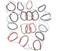 Yardwe Bracelets Bohèmes Ajustables pour Femmes 18 Couleurs Tissées à la Main en Corde de Coton et Fil Ciré Bracelets d'Été Résistants à L'Usure Accessoires pour Fêtes et Amitié