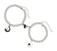Yardwe Bracelets pour Couple Astronautes en Acier Inoxydable 1 Paire Réglable Noir et Blanc Bijoux de Poignet Assortis pour Saint-Valentin et Usage Quotidien Décoration de Poignet