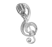 Yardwe Broche Accessoire Élégant et Confortable en Alliage Argenté Note de Musique et Microphone pour Femmes, pour Soirée ou Anniversaire