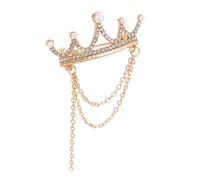 Yardwe Broche Couronne avec Perles et Chaîne Glandée Épingle de Revers Décorative pour Mariage et Fête Accessoire Élégant pour Femmes et Mariées