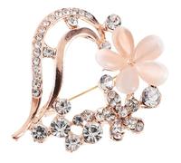 Yardwe Broche Lors Saint-valentin avec Cristaux en Alliage de Cœur et Fleur de Prunier pour Accessoires Vestimentaires Féminins