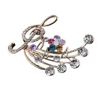 Yardwe Broche Note De Musique En Cristal Doré Clair Épingle à Manteau Femme Accessoire Mode Soirée Élégante Anti Dévoilement