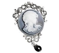Yardwe Broche Vintage Victorienne Portrait Femme Épingle Sécurité pour Vêtements Écharpe Chapeau Accessoire Élégant