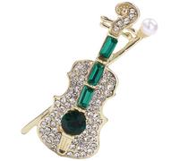 Yardwe Broche Violon Élégante pour Femmes en Métal Vert, Accessoire de Vêtement Musical, Présent Anniversaire et Fête, Épingle Unique pour Tenue Habillée