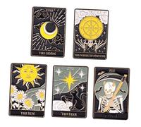 Yardwe Broches De Costume En Alliage Métal Émail - Épingles Cartes De Tarot Décoratives 5 Pièces - Accessoire Mode Femme Pour Vêtements Paquet Chapeaux