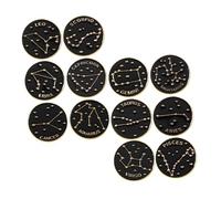 Yardwe Broches Émaillées Zodiaque en Alliage Noir, Lot de 12 Set de Pièces, Épingles Décoratives pour Femmes, Accessoire Mode pour Vêtements et Paquet, Design Rond Étoiles, Taille