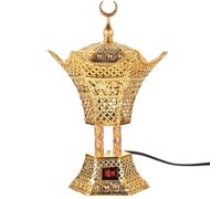 Yardwe Brûleur de Parfum Électrique en Métal Or, Facile à Nettoyer, Décoration Maison Élégante pour Salon ou Salle de Yoga, Ornement Oriental Raffiné et Fonctionnel