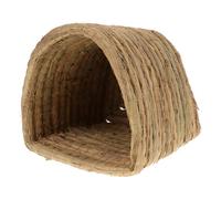 Yardwe Cabane Tressée en Paille pour Hamster et Chinchilla, Nid de Ponte Vert Semi-fermé, Maison de Repos pour Jardin et Ferme