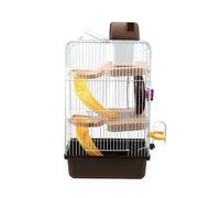 Yardwe Cage De Luxe pour Hamster à Trois Niveaux Maison Portable pour Petits Animaux Couleur Café