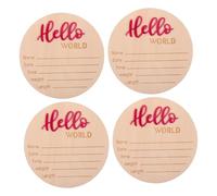 Yardwe Carte D'annonce Naissance Bois Rond 4 Pcs pour Décoration Chambre ou Salle de Bain pour Bébé