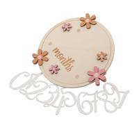 Yardwe Cartes de Naissance en Bois Fleuri pour -Né - Panneaux Mensuels pour Suivi Croissance Bébé - Accessoires Photo Légers et Universels pour Séance Photo Naissance Shower et