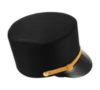 Yardwe Chapeau de Chef de Train Vintage Noir Casquette Conducteur pour Costume Ingénieur Accessoire de Fête à Thème Ferroviaire pour Adultes et Garçon Fille