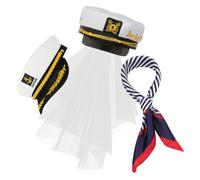 Yardwe Chapeau de Marin pour Mariée, Voile Transparent et Foulard | Polyester Léger, Structure Ajustable, Maintien Sûr, pour Fête Nautique et Déguisement de Yacht
