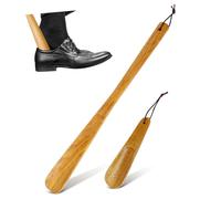 Yardwe Chausse-pied Confortable en Bois 2 Pcs Long Manche pour Personnes Âgées, Aide à Mettre Chaussures sans Se Pencher, Présent pour Votre Compte