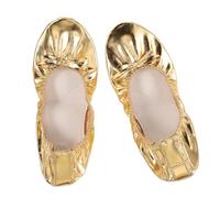 Yardwe Chaussures de Danse pour Femmes Ballerines Dorées Souples Semelle Fendue Légères pour Ballet Danse Latine et Yoga Confortables et Portables