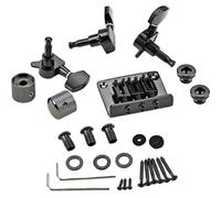 Yardwe Chevalet Guitare 3 Cordes Noir Chevilles D'accordage 1r2l, Kit Accessoires Métal Électroplaqué, 2 Boutons Contrôle, 2 Attaches-courroie, Outil Luthier pour Réparation et Entretien