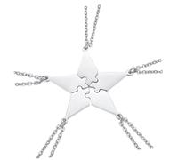 Yardwe Collier Amitié Famille 5pcs en Acier Titane Argenté Pendentif Étoile à Cinq Branches, Symbole de Lien Fort, Léger et Facile à Porter
