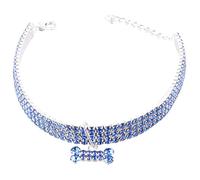 Yardwe Collier De Chien en Cristal pour Chiens Race Colliers Bijoux pour Animaux De Compagnie Collier De Chien Large Collier De Chien Moyen Nom Collier pour Chien Moyen Chiot Blue