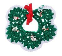 Yardwe Collier de Noël pour Chien et Chat Tricoté à la Main en Laine Taille M Couleur Verte Réglable et Confortable Présent de Fête pour Animaux de Compagnie