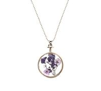 Yardwe Collier Pendentif Fleur Séchée Verre Bouteille De Parfum Ronde Avec Fleurs Séchées Souffle De Accessoire Unique Pour Occasions Spéciales