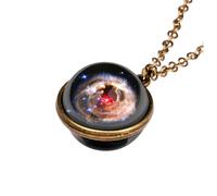 Yardwe Collier Pendentif Univers Rétro Acier Inoxydable Design Lumineux pour Femme et Homme Cadeau Astronomie et Créatif
