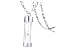 Yardwe Collier Pendentif Urne Commémoratif Sablier En Inox Acier Inoxydable Homme Femme Chaîne 60 Cm Bijou Souvenir Solide Pour Garder Cendres Petites Mémoires