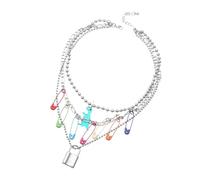 Yardwe Collier Ras Cou Femme Chic avec Pendentif Cadenas et Perles Rondes Créatif pour Femme