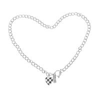 Yardwe Collier Ras du Cou pour Femme Pendentif Cœur Aimanté à Motif Carreau Chaîne Clavicule en Acier Titane Solide Bijou Romantique Saint-Valentin Présent Élégant et Créatif